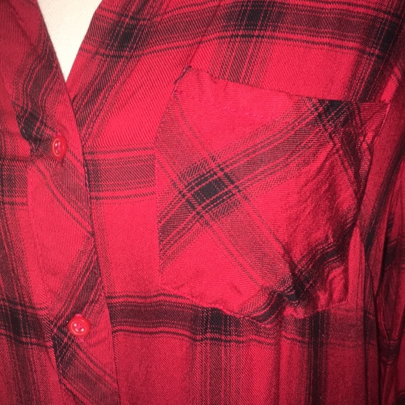 SOLD!! Plaid Long Sleeve Button Down w/Peek-A-Boo - Picture 6 of 6